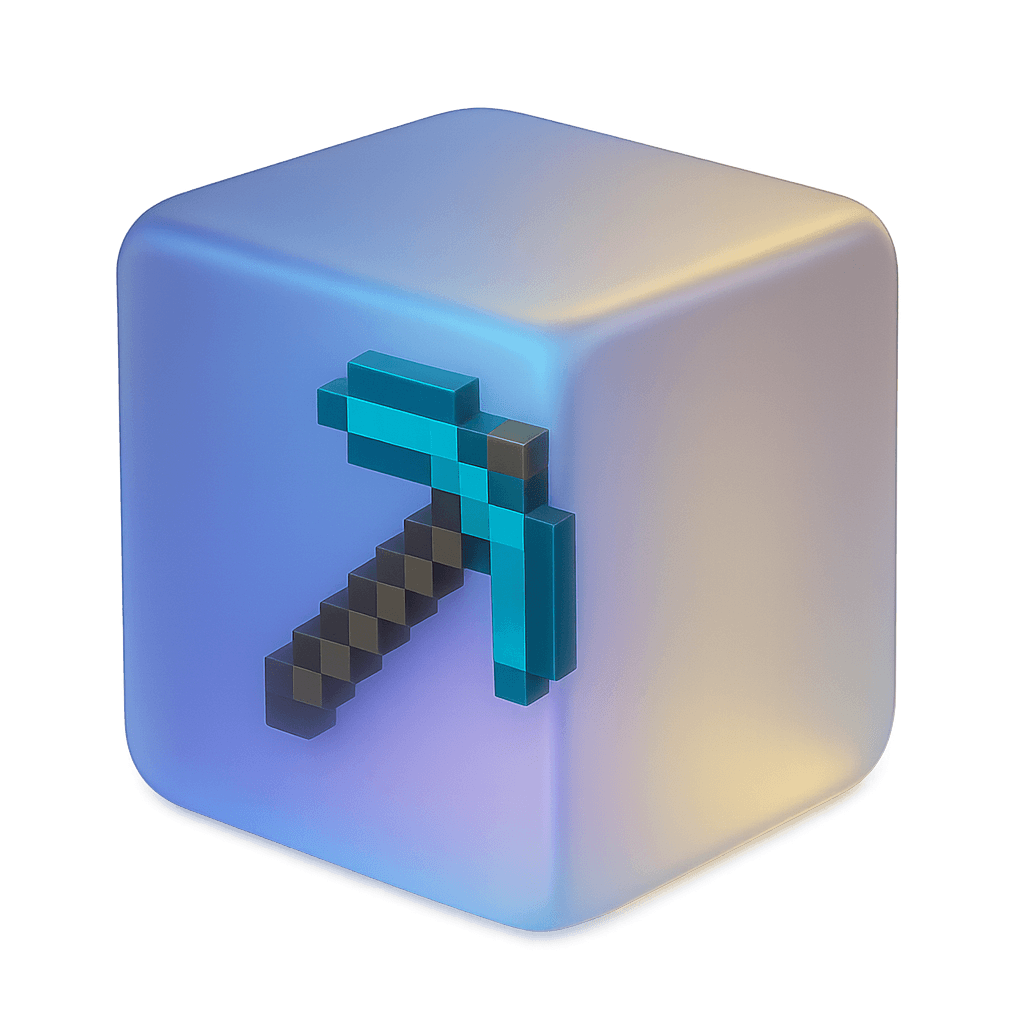 Кирка з Майнкрафту у скляному кубі