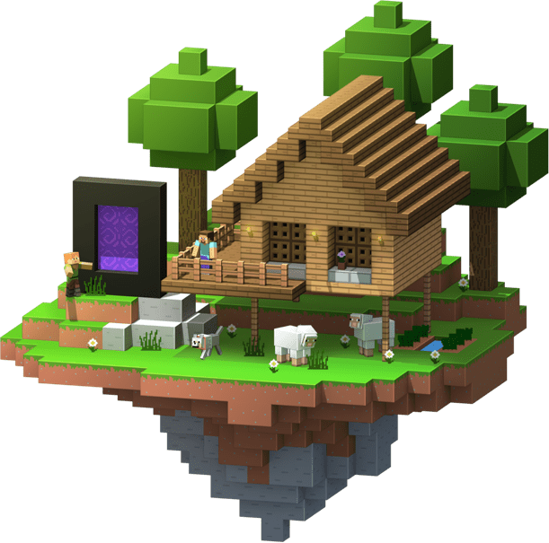 House on a floating island in Minecraft
